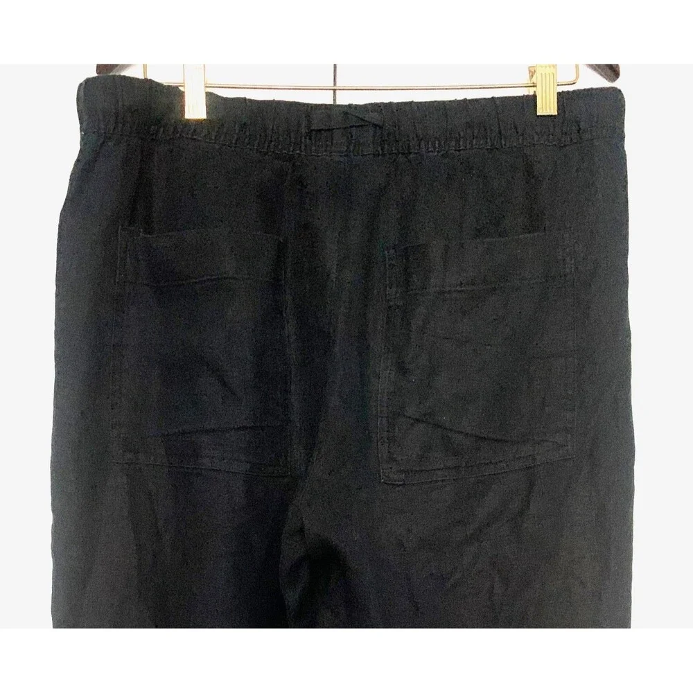 Zara Women's 100% Linen Trousers in Black With 4 Pockets Sz L